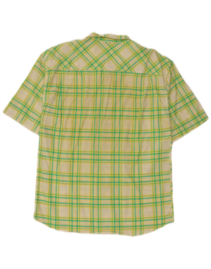 CASUCCI Mens Short Sleeve Shirt Large Green Check
