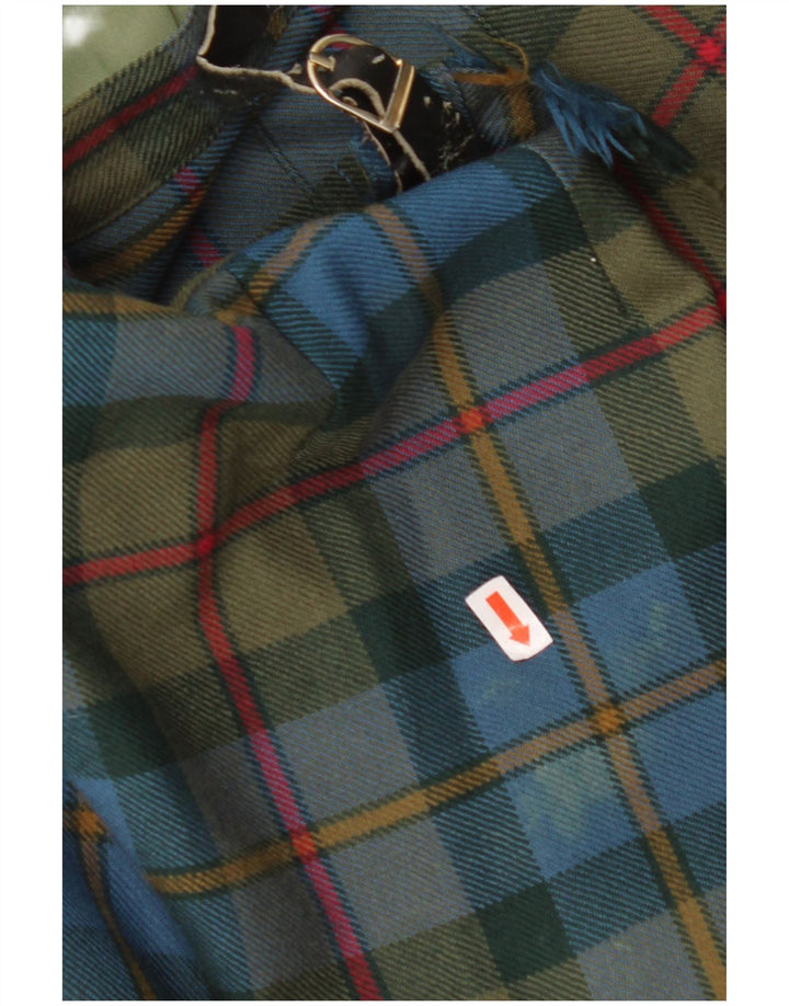 VINTAGE Womens Wrap Skirt IT 44 Medium W32  Green Plaid Virgin Wool