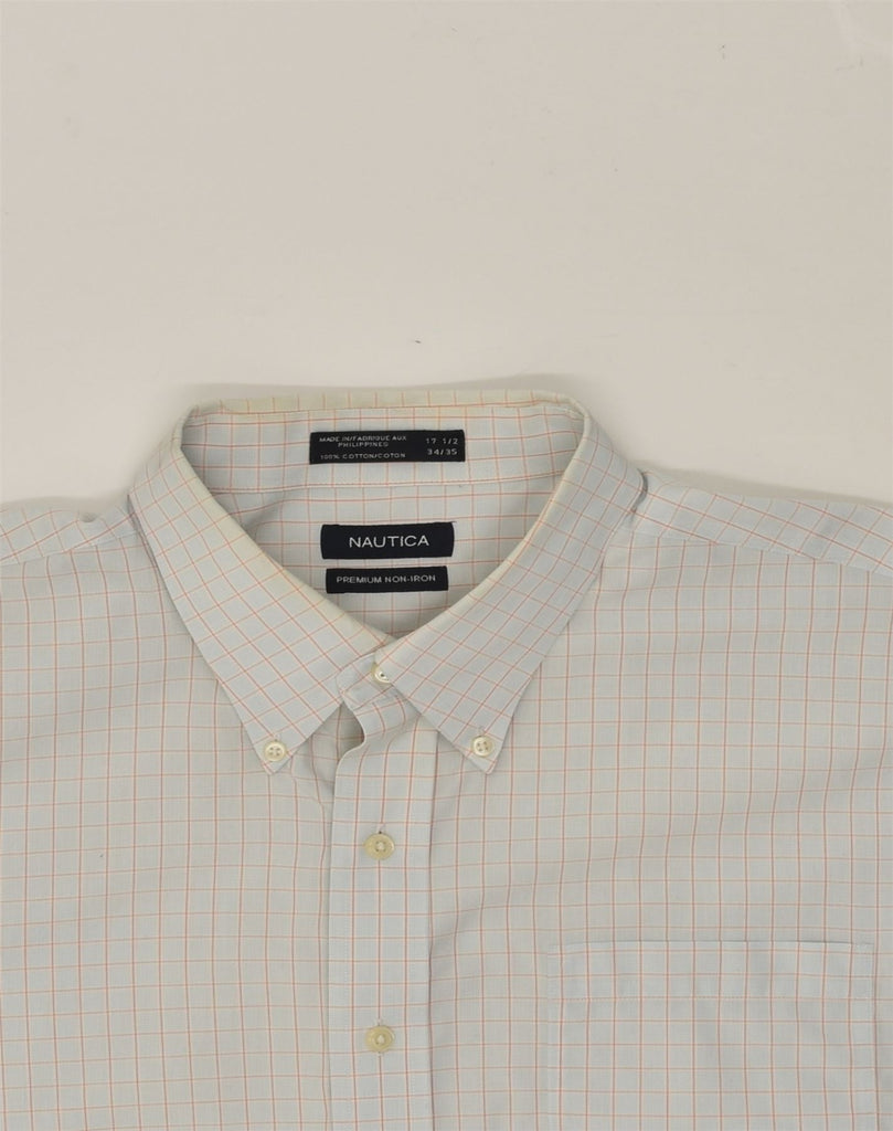 NAUTICA Mens Shirt Size 17 17 1/2 XL Blue Check Cotton | Vintage Nautica | Thrift | Second-Hand Nautica | Used Clothing | Messina Hembry 