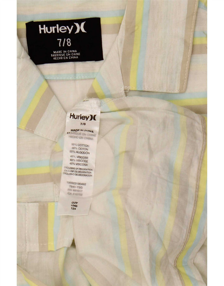 Hurley Boys Short Sleeve Shirt 7-8 Years Multicoloured Striped Cotton