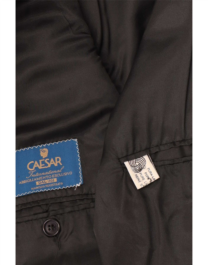 Caesar  Mens Double Breasted Blazer Jacket UK 38 Medium Grey Wool
