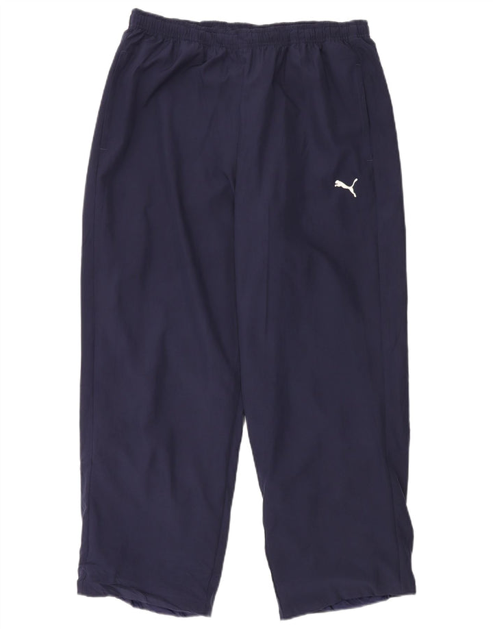 PUMA Mens Tracksuit Trousers Large Navy Blue Polyester