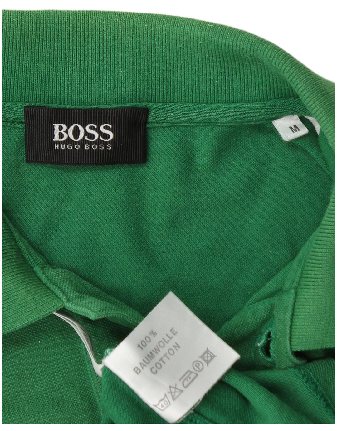 HUGO BOSS Mens Polo Shirt Medium Green Cotton