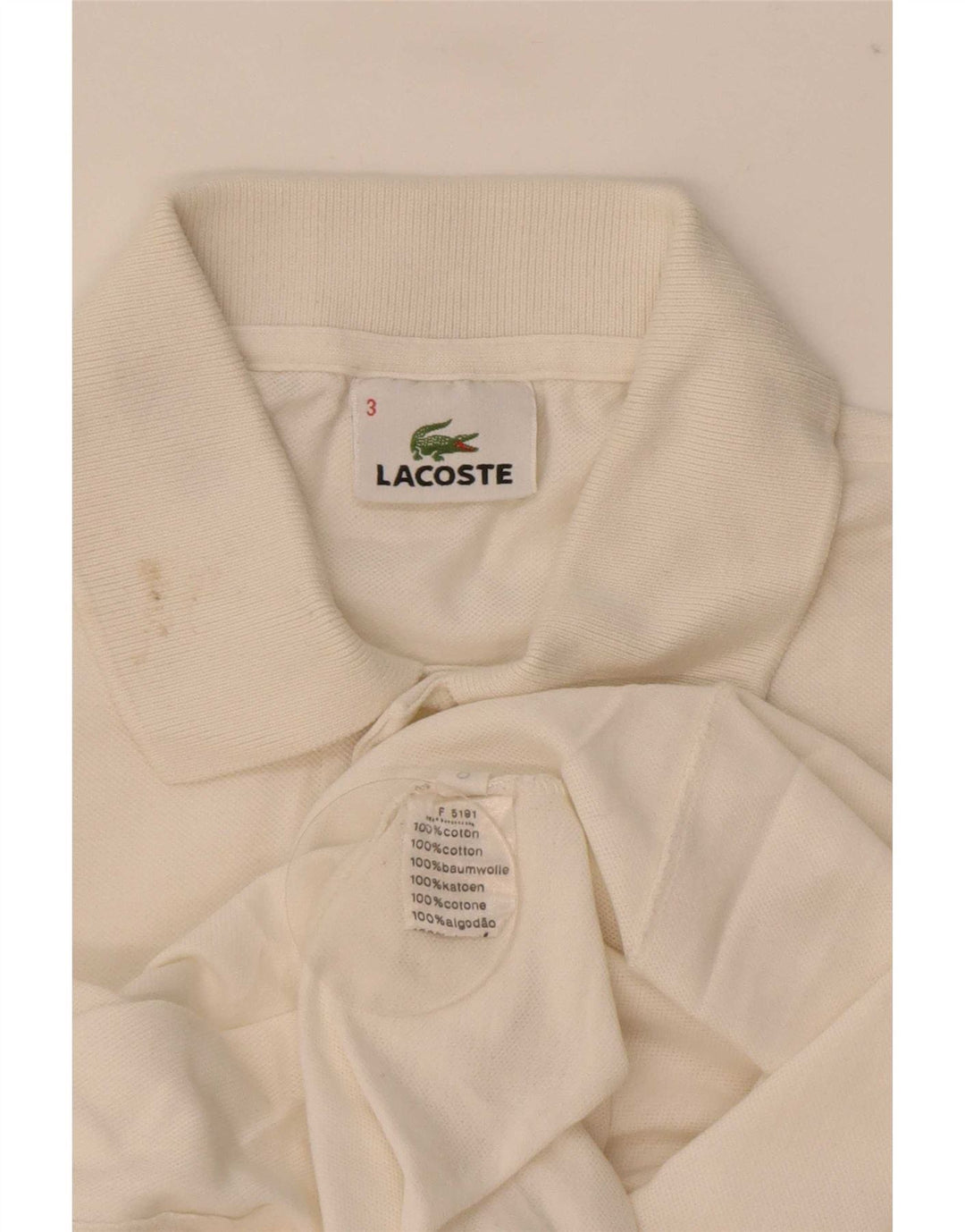 Lacoste Mens Polo Shirt Size 3 Small White Cotton