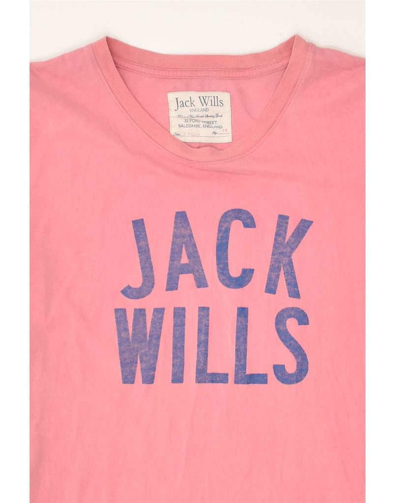 JACK WILLS Womens Graphic T-Shirt Top UK 10 Small Pink Cotton | Vintage Jack Wills | Thrift | Second-Hand Jack Wills | Used Clothing | Messina Hembry 