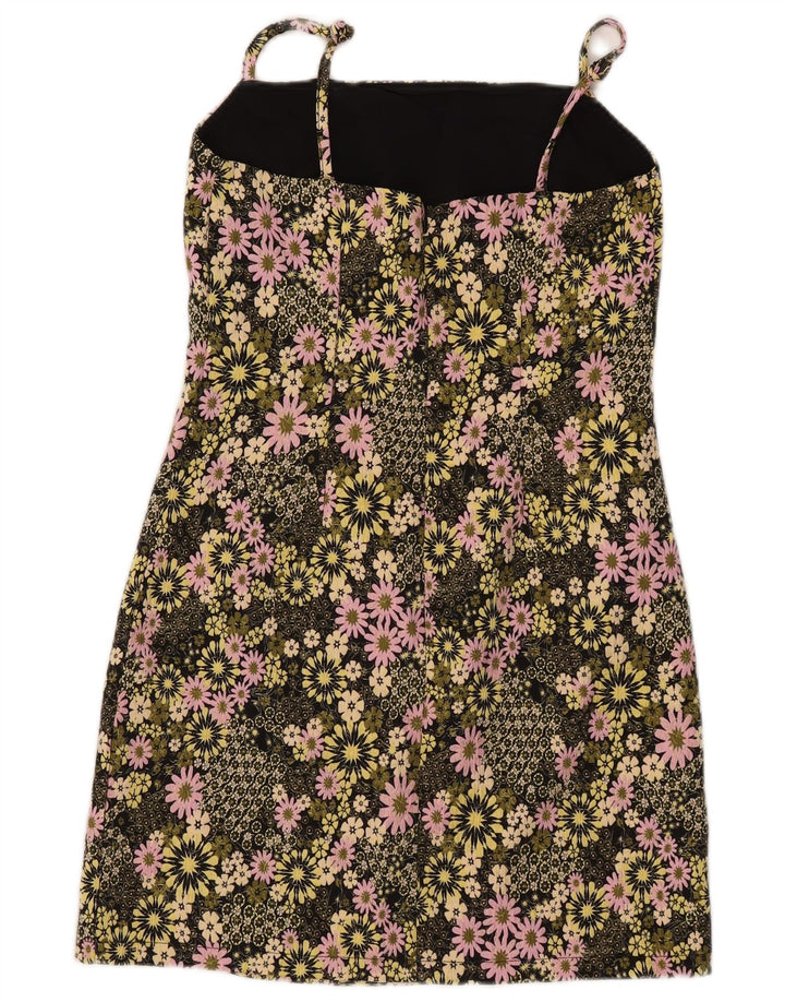 Oasis Womens Slip Dress UK 8 Small Black Floral Polyester