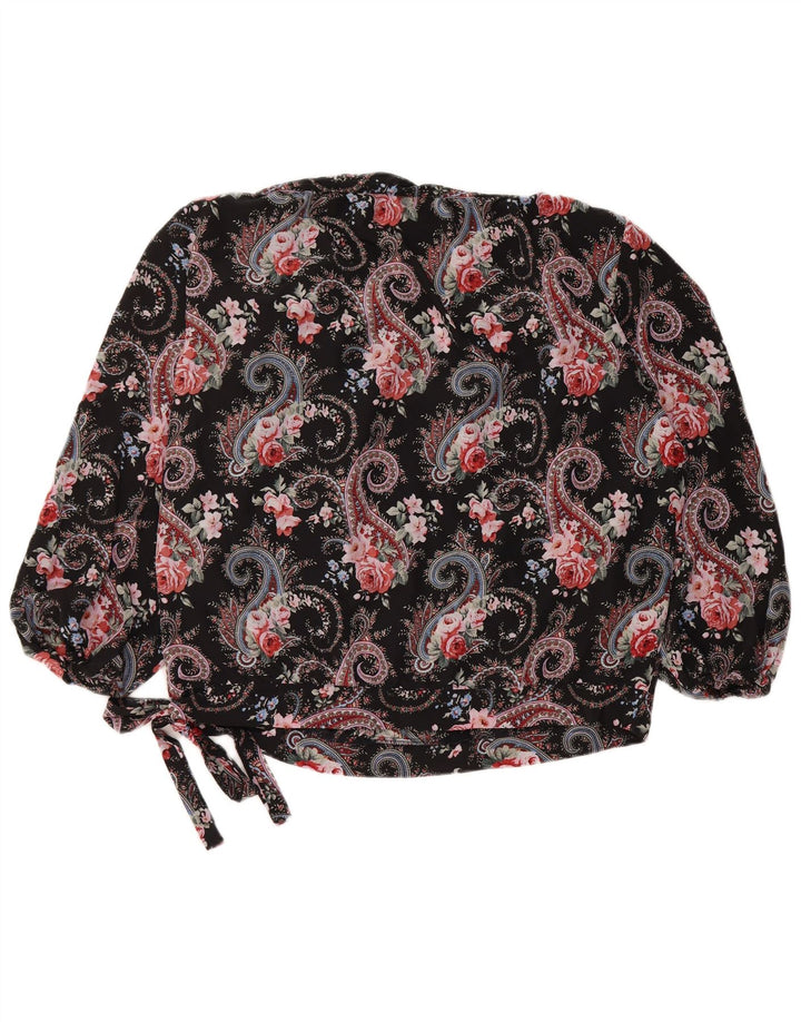 Vintage Womens Blouse Top IT 50 XL Black Paisley