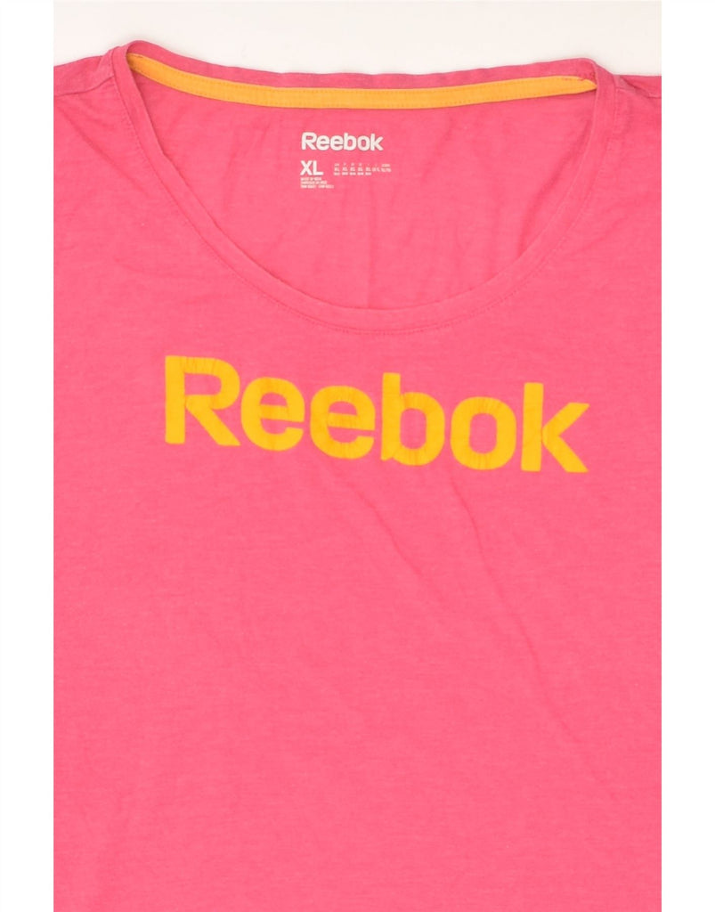 REEBOK Womens Graphic T-Shirt Top UK 18 XL Pink Cotton | Vintage Reebok | Thrift | Second-Hand Reebok | Used Clothing | Messina Hembry 