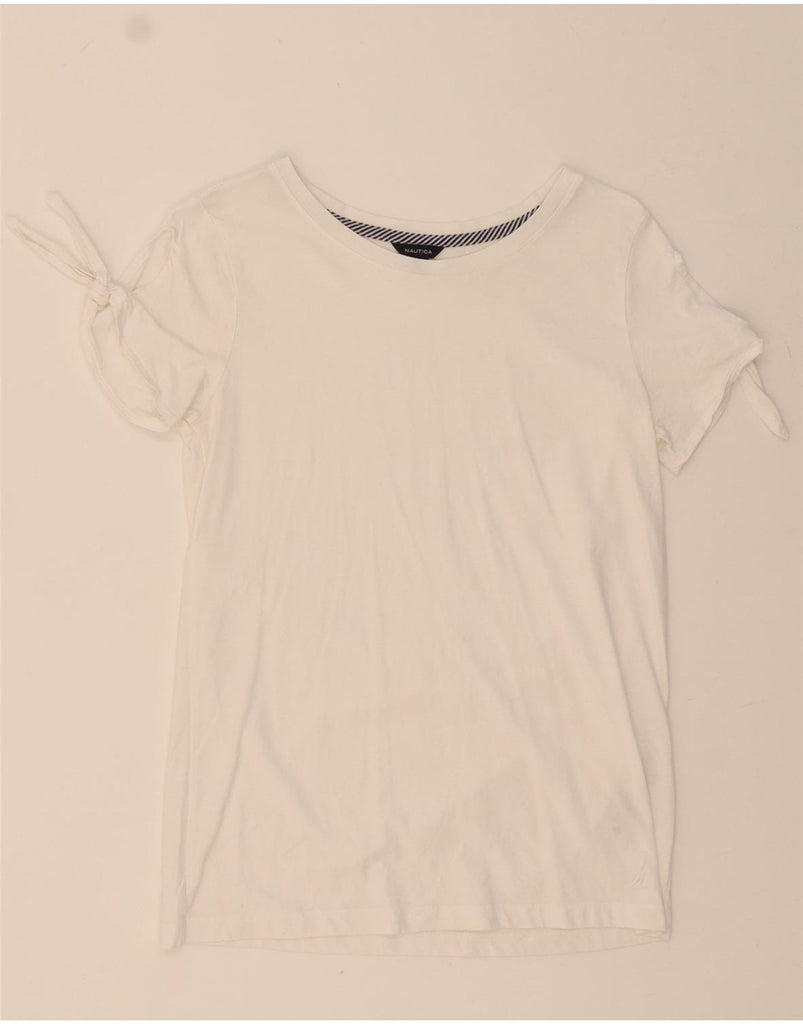 NAUTICA Womens T-Shirt Top UK 10 Small White Cotton Vintage Nautica and Second-Hand Nautica from Messina Hembry 