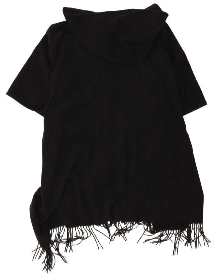 Easy Comfort Womens Hooded Poncho Coat One Size Black Wool