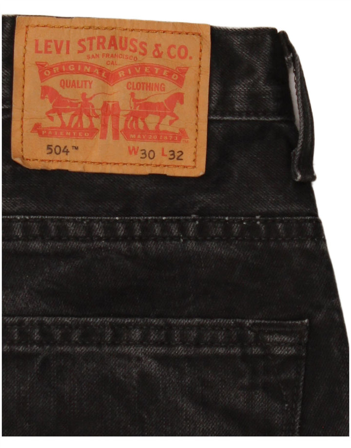 Levi's Mens 504 Straight Jeans W30 L32 Black Cotton