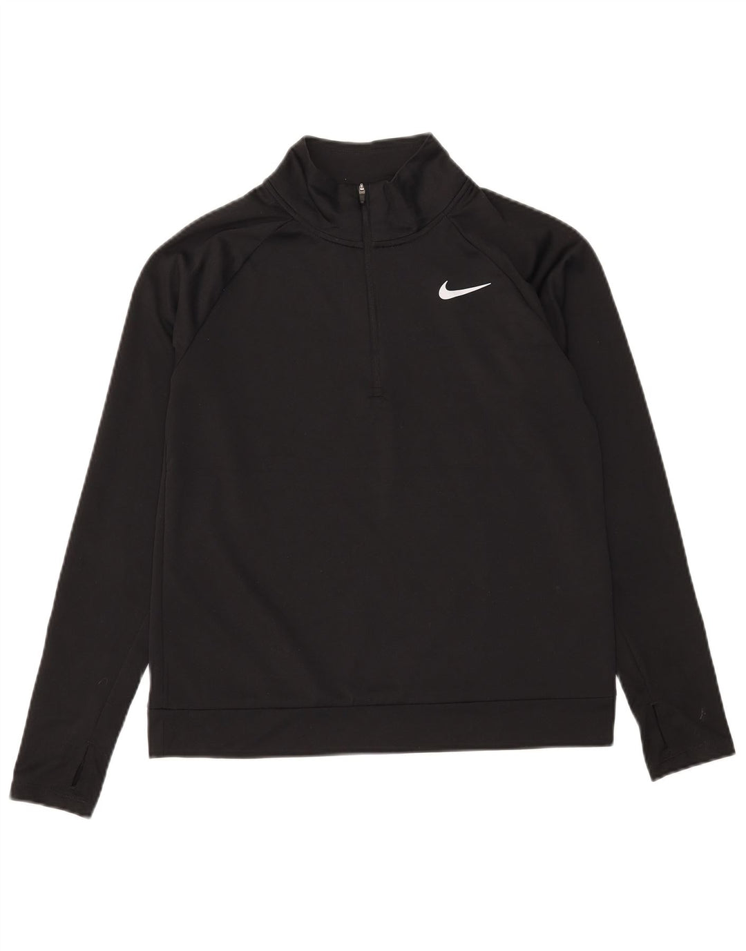 NIKE Womens Dri Fit Zip Neck Pullover Tracksuit Top UK 10 Small Black