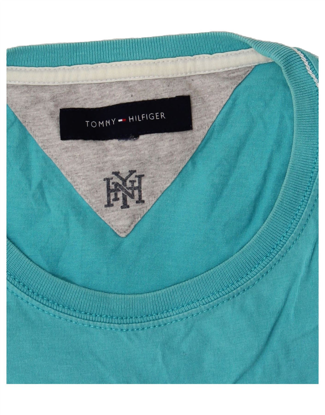 TOMMY HILFIGER Mens Graphic T-Shirt Top Medium Blue Cotton Vintage Tommy Hilfiger and Second-Hand Tommy Hilfiger from Messina Hembry 