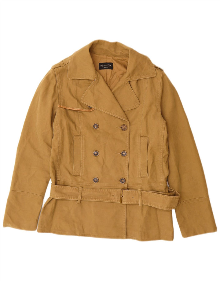 Massimo Dutti Womens Pea Coat UK 14 Medium Beige Cotton