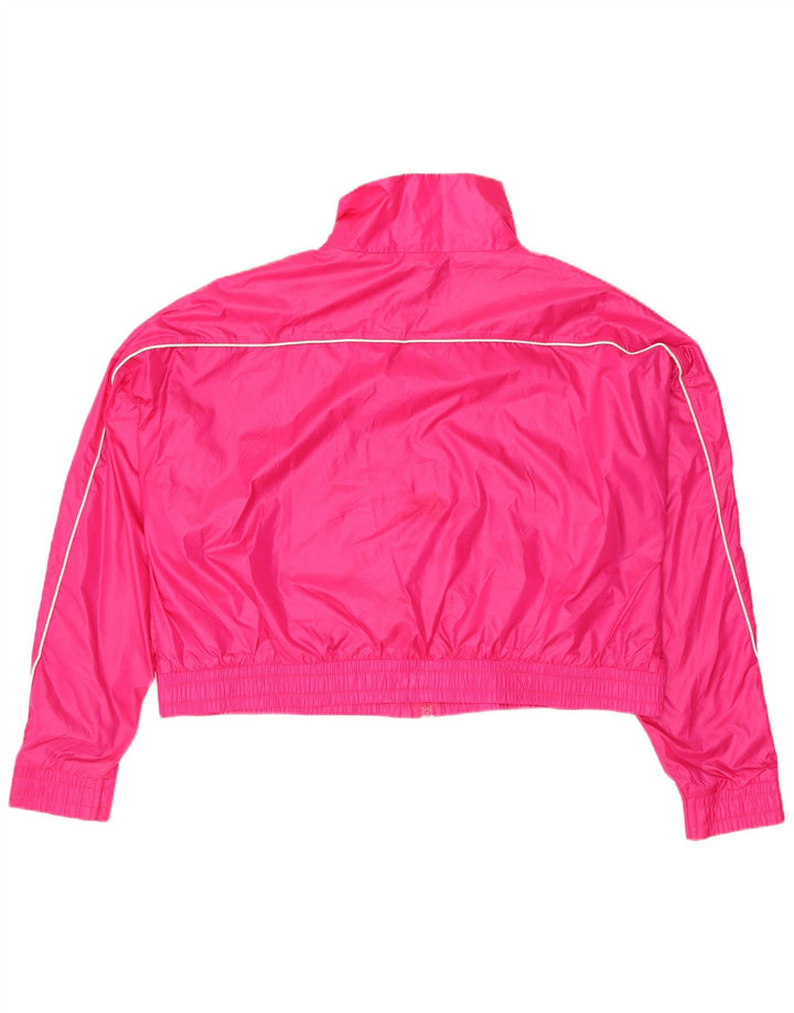 PUMA Womens Crop Oversized Tracksuit Top Jacket UK 14 Medium Pink Nylon