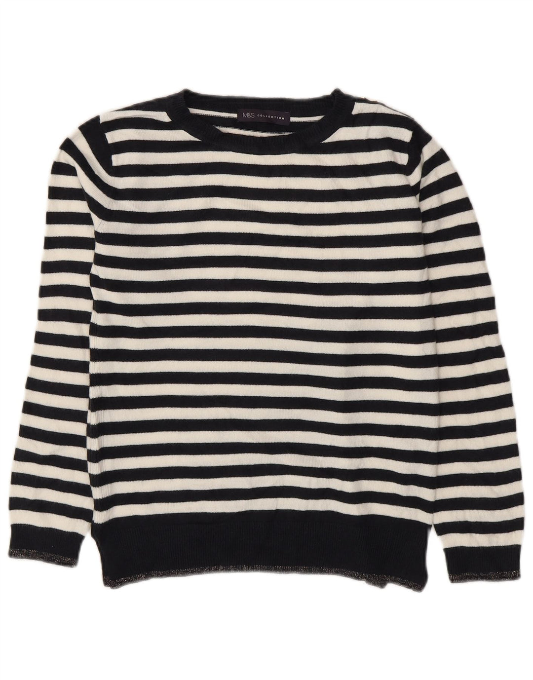Marks & Spencer Womens Boat Neck Jumper Sweater UK 8 Small Navy Blue