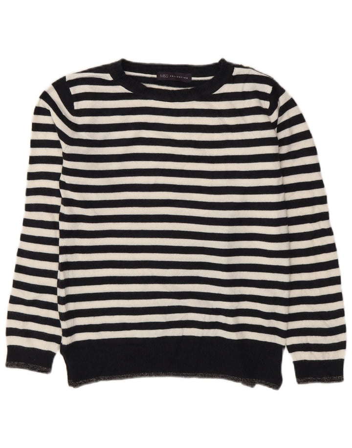 Marks & Spencer Womens Boat Neck Jumper Sweater UK 8 Small Navy Blue