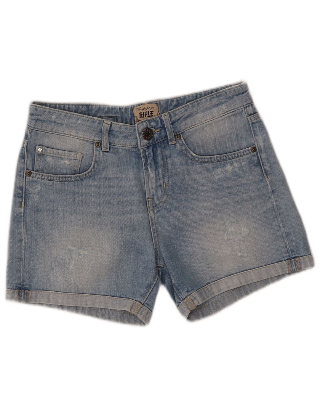 Rifle Womens Distressed Denim Shorts W25 XS Blue Cotton