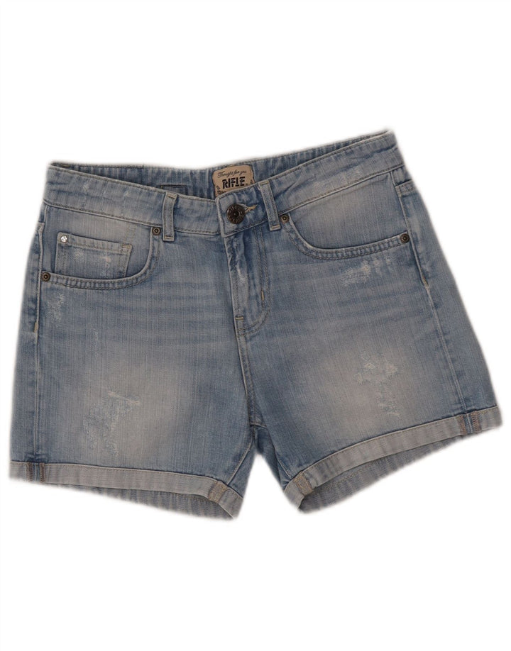 Rifle Womens Distressed Denim Shorts W25 XS Blue Cotton