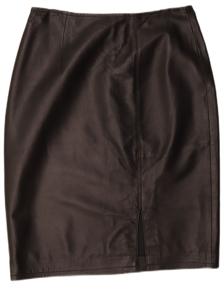 Vintage Womens Leather Skirt W26 Small Black
