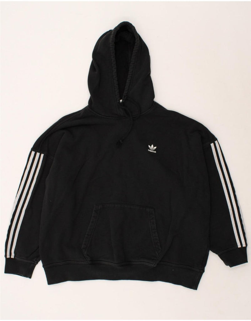 ADIDAS Womens Hoodie Jumper UK 16 Large Black | Vintage Adidas | Thrift | Second-Hand Adidas | Used Clothing | Messina Hembry 