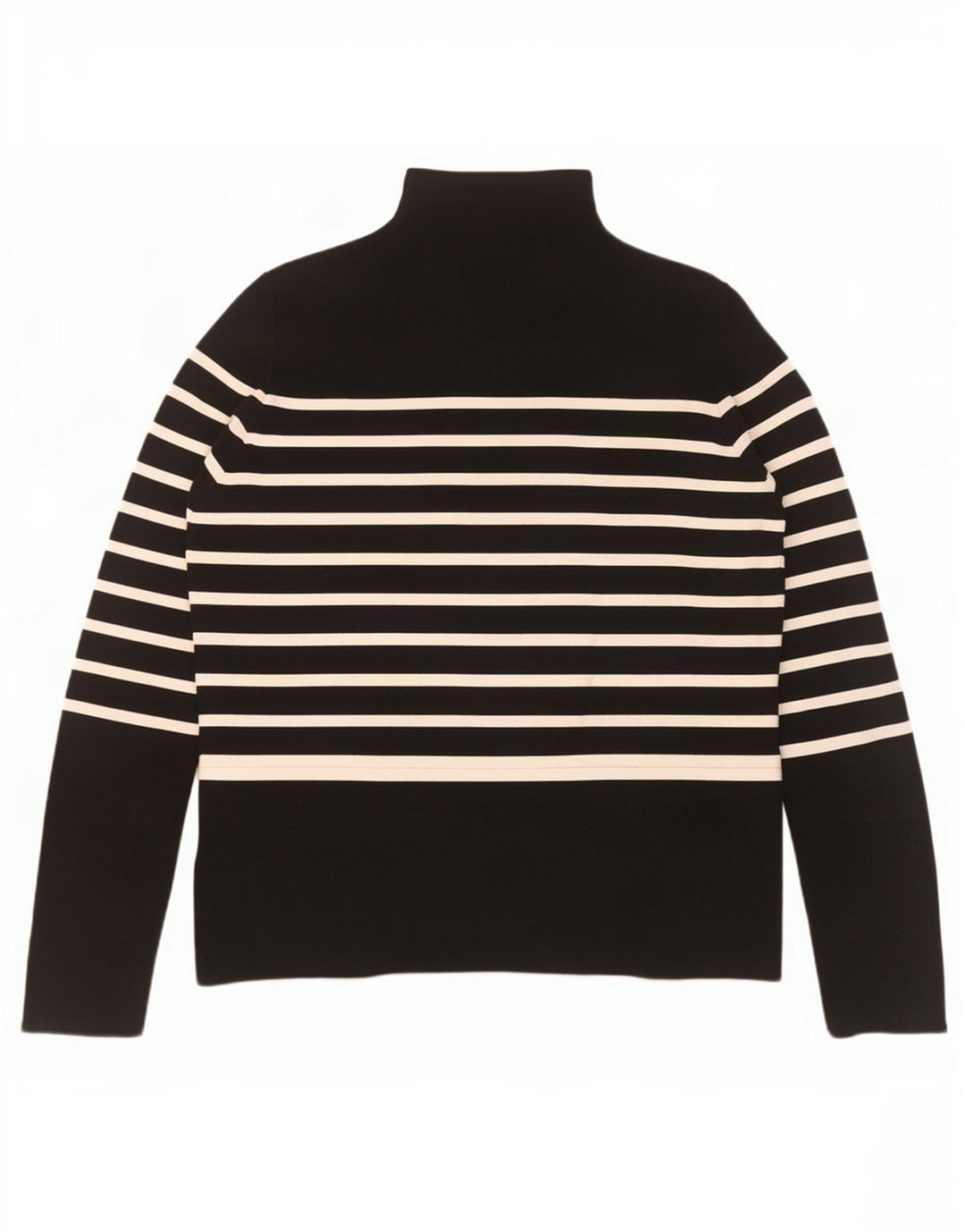 Zara Womens Top Long Sleeve UK 14 Large Black Striped Polyamide