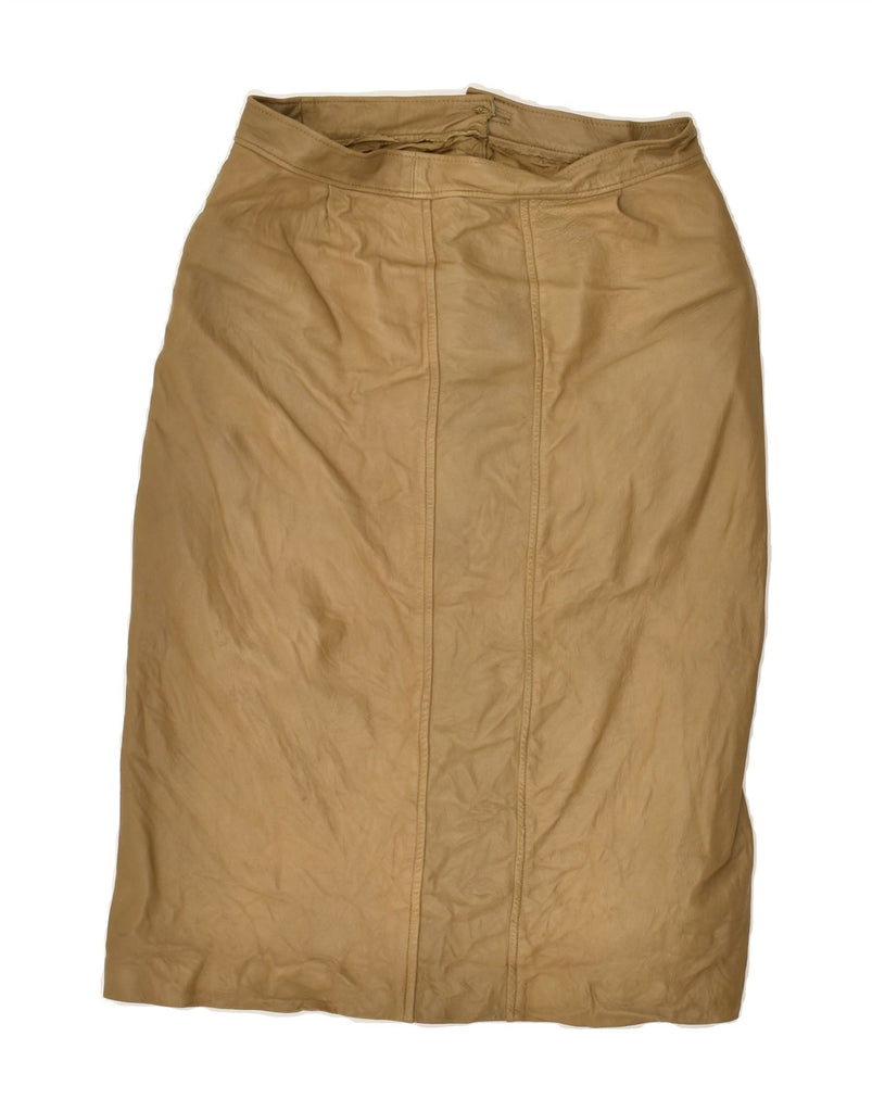 VINTAGE Womens Leather Skirt W26 Small Beige | Vintage Vintage | Thrift | Second-Hand Vintage | Used Clothing | Messina Hembry 
