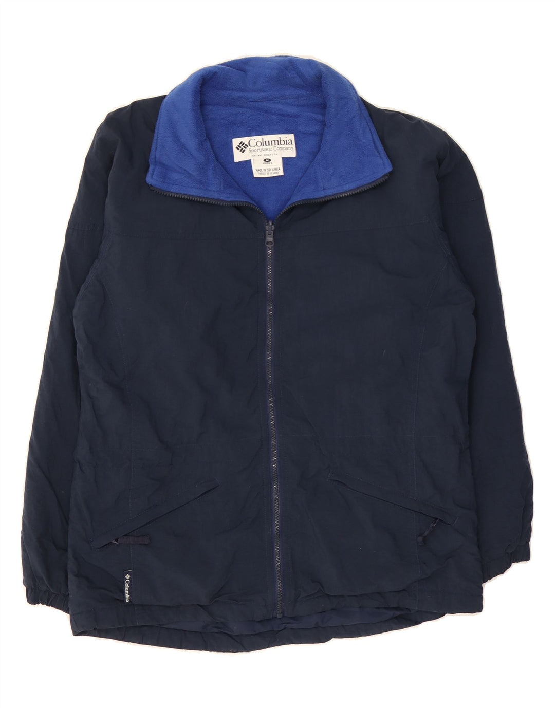 COLUMBIA Womens Windbreaker Jacket UK 14 Medium Navy Blue Nylon Vintage Columbia and Second-Hand Columbia from Messina Hembry 