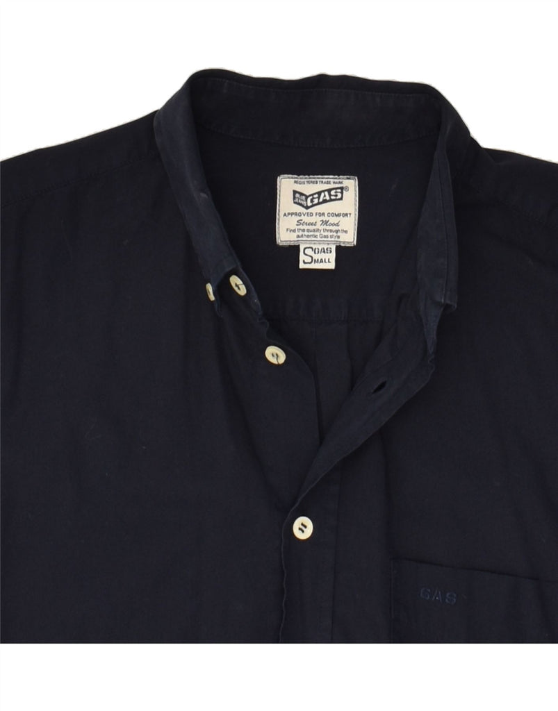 GAS Mens Shirt Small Navy Blue Cotton | Vintage Gas | Thrift | Second-Hand Gas | Used Clothing | Messina Hembry 