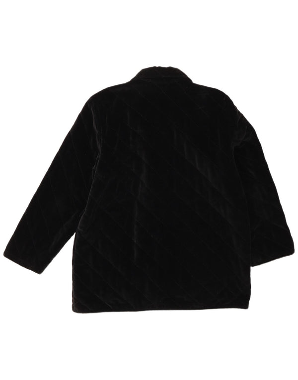 Andrea Mare Womens Velvet Oversized Quilted Jacket UK 10 Small Black Cotton