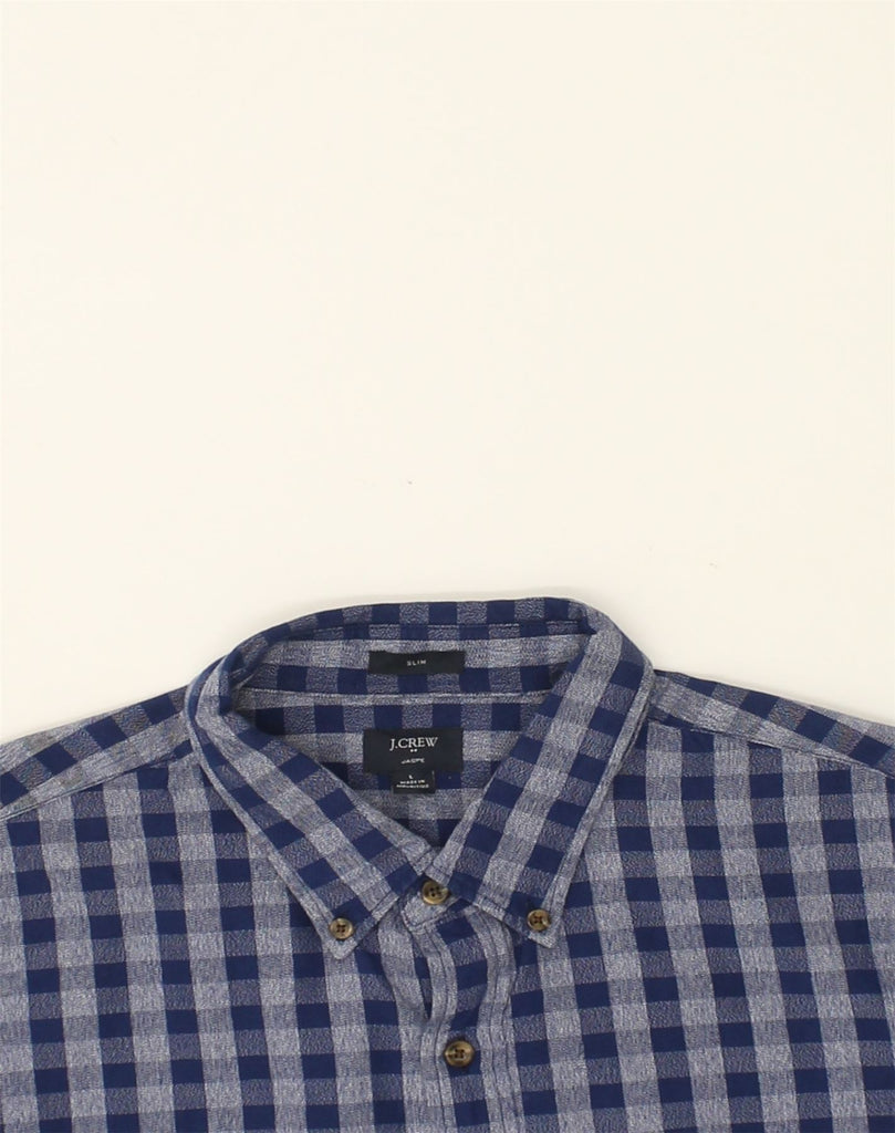 J. CREW Mens Slim Shirt Large Blue Gingham Cotton | Vintage J. Crew | Thrift | Second-Hand J. Crew | Used Clothing | Messina Hembry 