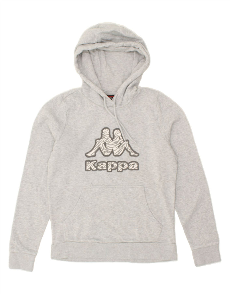 KAPPA Womens Graphic Hoodie Jumper UK 14 Medium Grey Cotton | Vintage Kappa | Thrift | Second-Hand Kappa | Used Clothing | Messina Hembry 