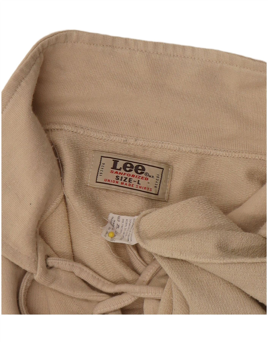 Lee Mens Long Sleeve Polo Shirt Large Beige Cotton
