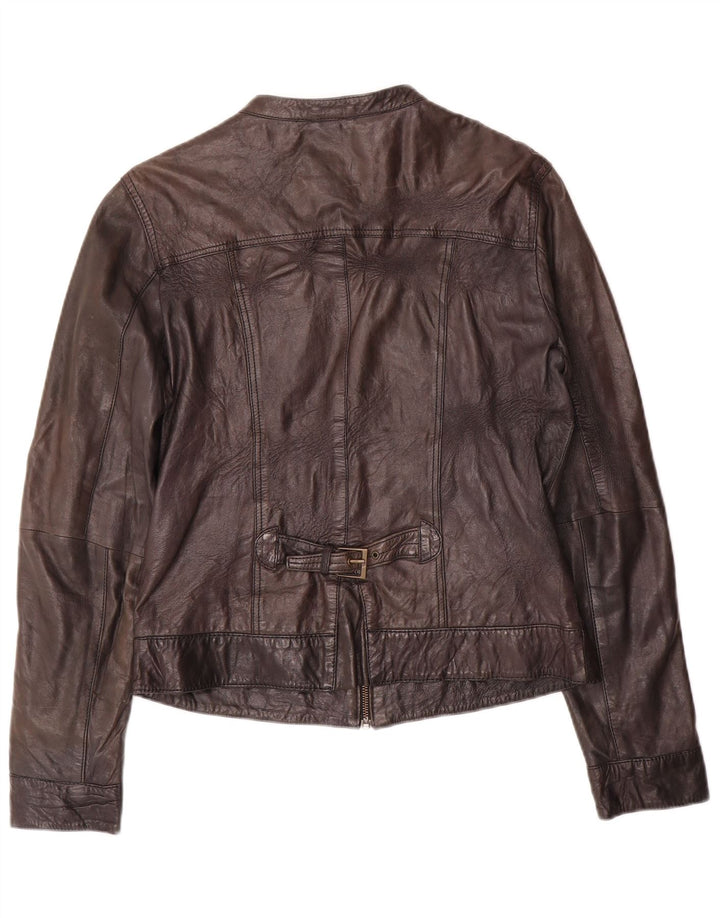 Conbipel Womens Crop Leather Jacket IT 46 Large Black Leather
