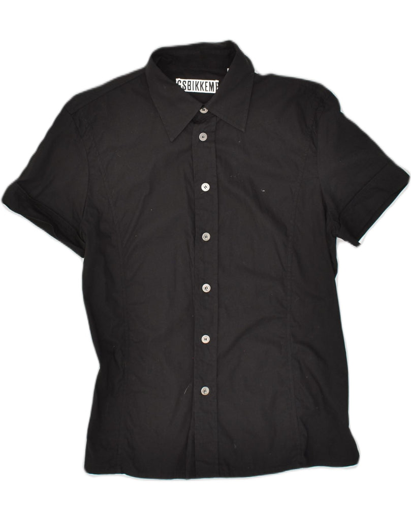 BIKKEMBERGS Mens Graphic Short Sleeve Shirt Small Black Cotton | Vintage Bikkembergs | Thrift | Second-Hand Bikkembergs | Used Clothing | Messina Hembry 
