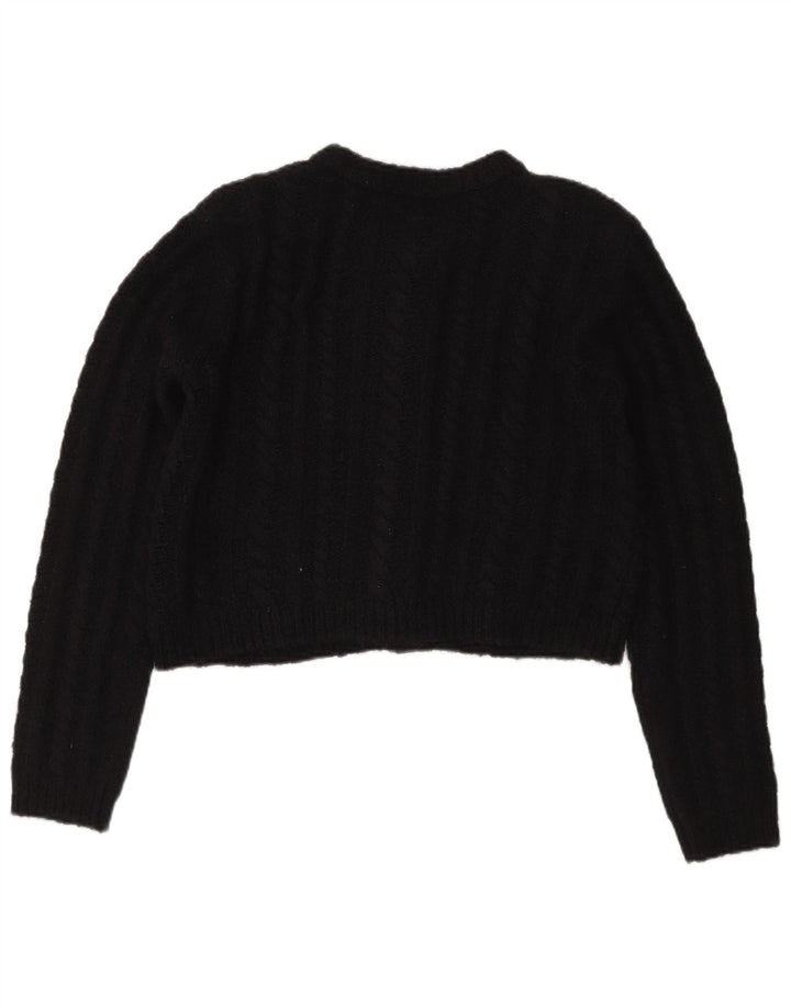 Massimo Dutti Womens Crop Oversized Cardigan Sweater UK 10 Small Black