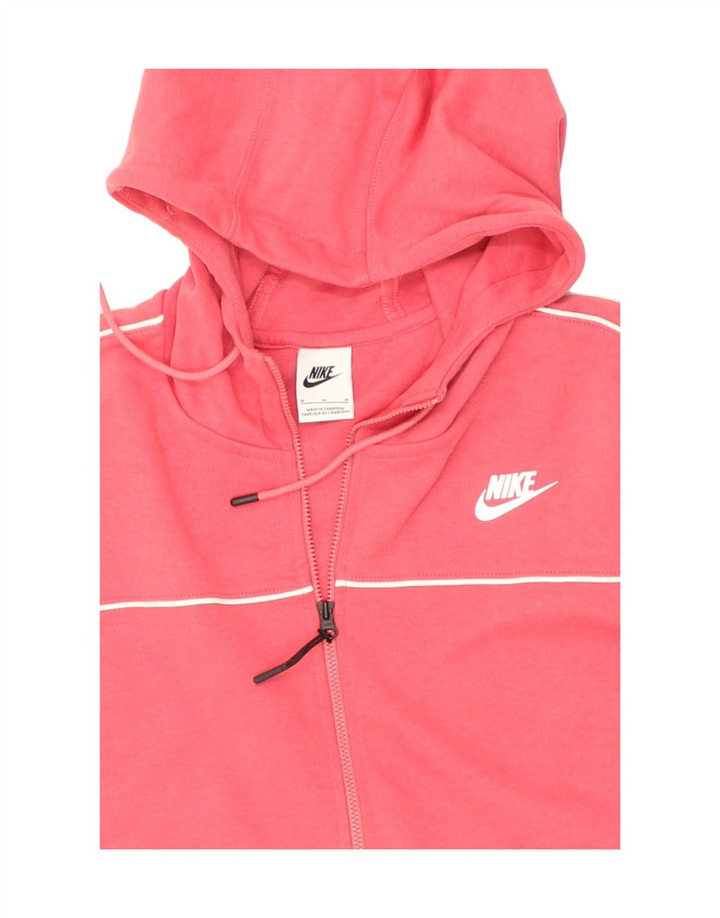 NIKE Womens Zip Hoodie Sweater UK 12 Medium Pink Cotton | Vintage Nike | Thrift | Second-Hand Nike | Used Clothing | Messina Hembry 