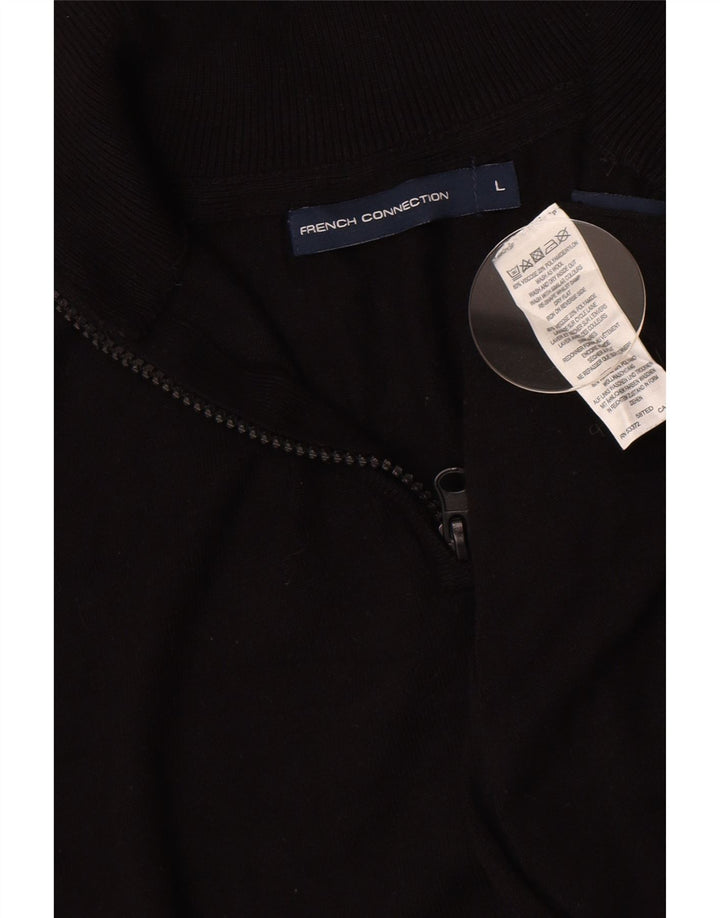 French Connection Mens Zip Neck Jumper Sweater Large Black Viscose