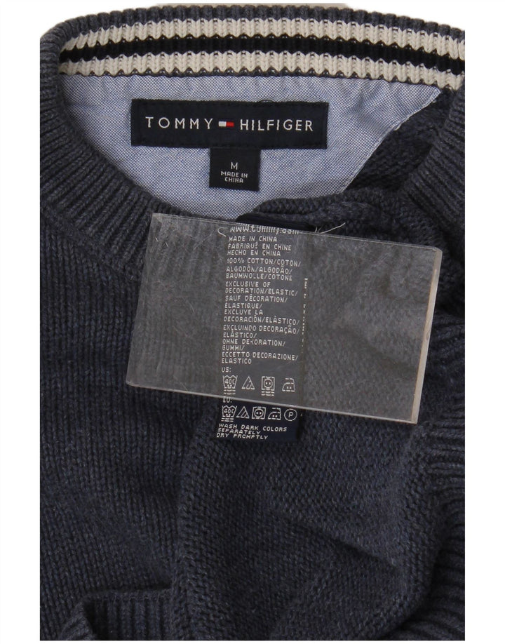 TOMMY HILFIGER Mens Crew Neck Jumper Sweater Medium Navy Blue Cotton