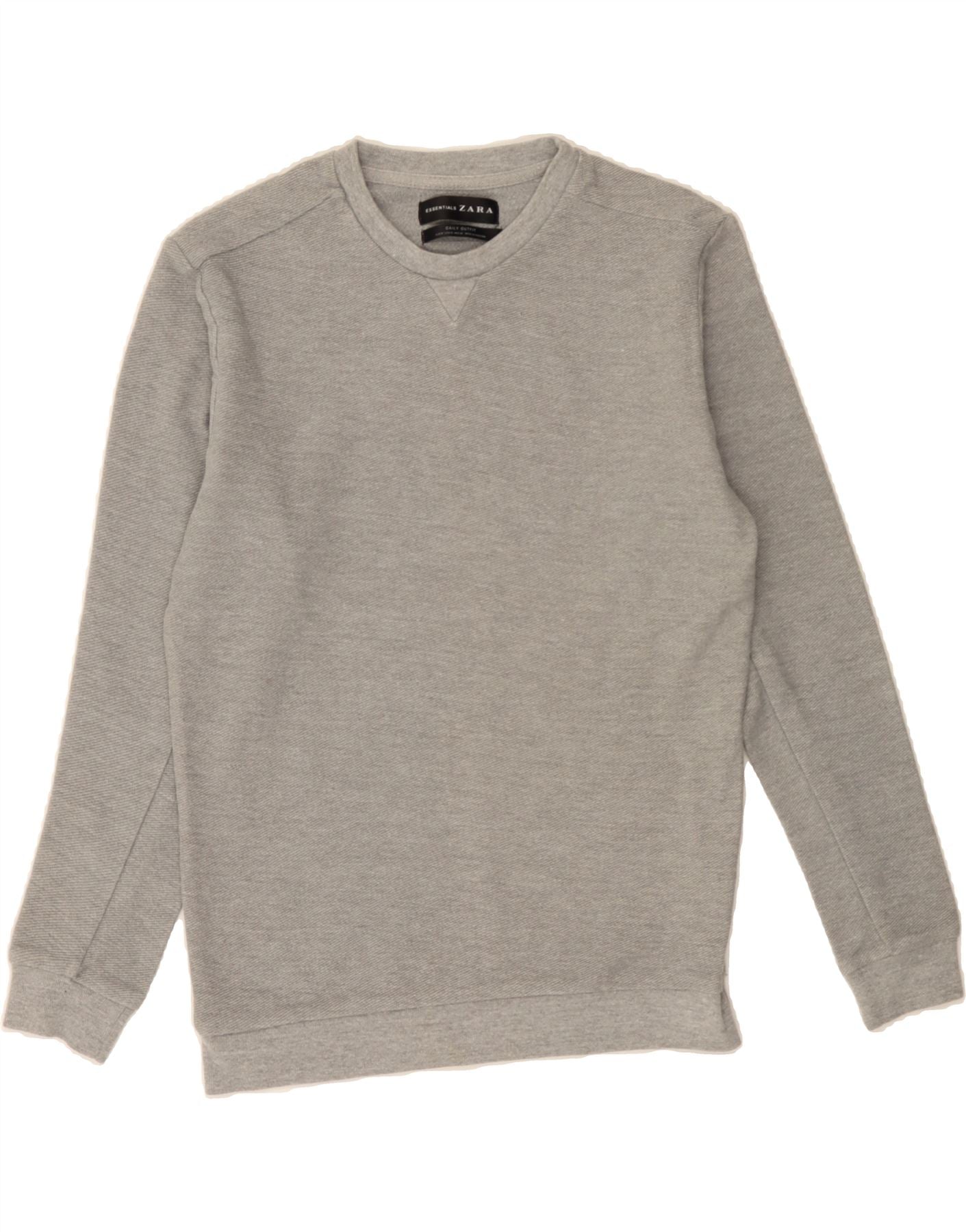 ZARA Felpa Uomo Maglione Cotone Grigio Medio