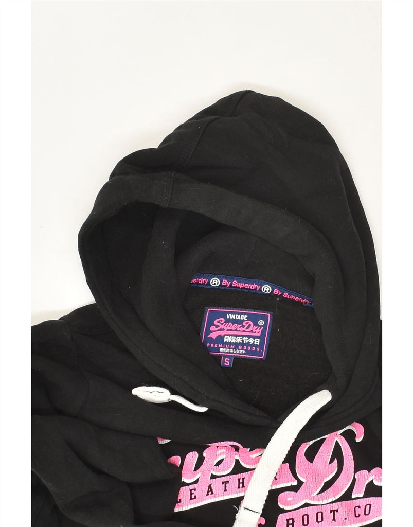 SUPERDRY Womens Vintage Graphic Hoodie Jumper UK 10 Small Black Cotton | Vintage Superdry | Thrift | Second-Hand Superdry | Used Clothing | Messina Hembry 