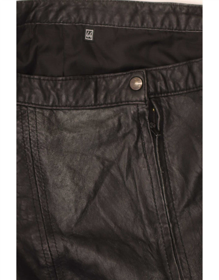 Vintage Womens Leather Skirt IT 44 Medium W30 Black