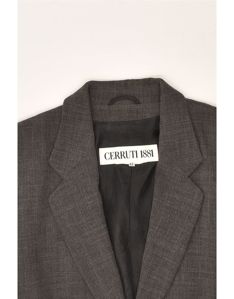 CERRUTI 1881 Womens 2 Button Blazer Jacket IT 42 Medium Grey Cotton | Vintage Cerruti 1881 | Thrift | Second-Hand Cerruti 1881 | Used Clothing | Messina Hembry 