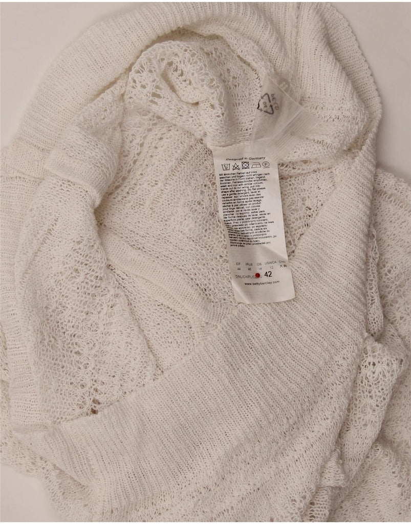 BETTY BARCLAY Womens See Through Cardigan Sweater UK 16 Large  White Vintage Betty Barclay and Second-Hand Betty Barclay from Messina Hembry 