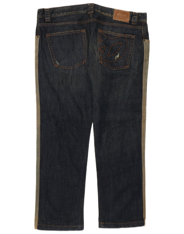 Moschino Mens Straight Jeans W40 L30 Blue Colourblock Cotton