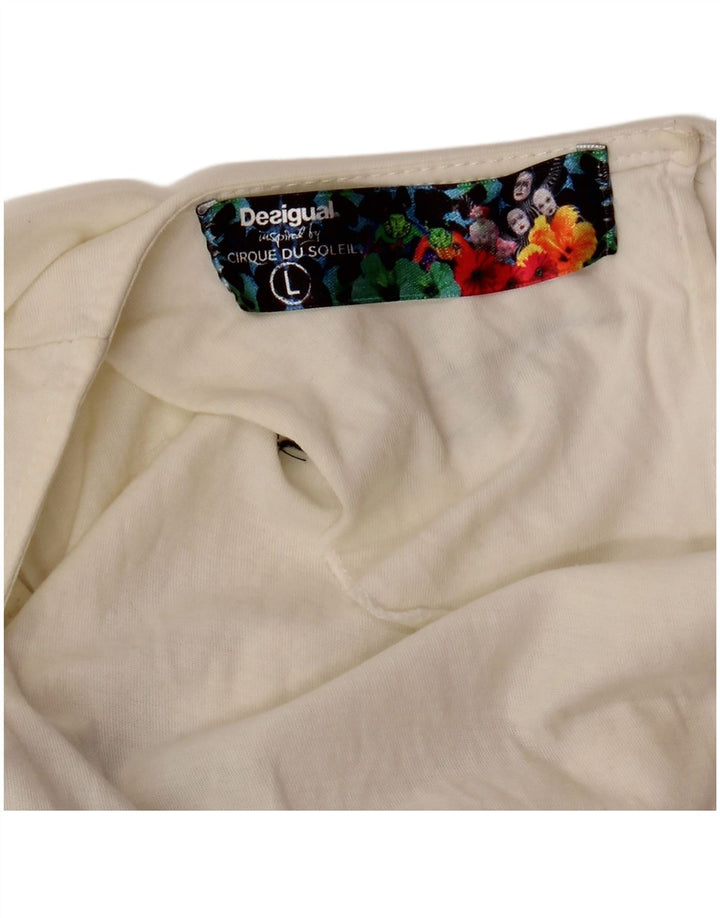 DESIGUAL Womens Cirque Du Soleil Graphic Vest Top UK 14 Large White