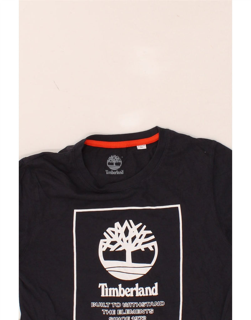 TIMBERLAND Boys Graphic Top Long Sleeve 11-12 Years XS  Navy Blue Cotton Vintage Timberland and Second-Hand Timberland from Messina Hembry 