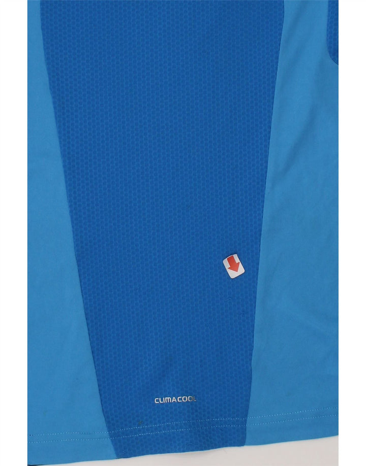 ADIDAS Boys Climacool T-Shirt Top 9-10 Years Blue Colourblock Polyester Vintage Adidas and Second-Hand Adidas from Messina Hembry 