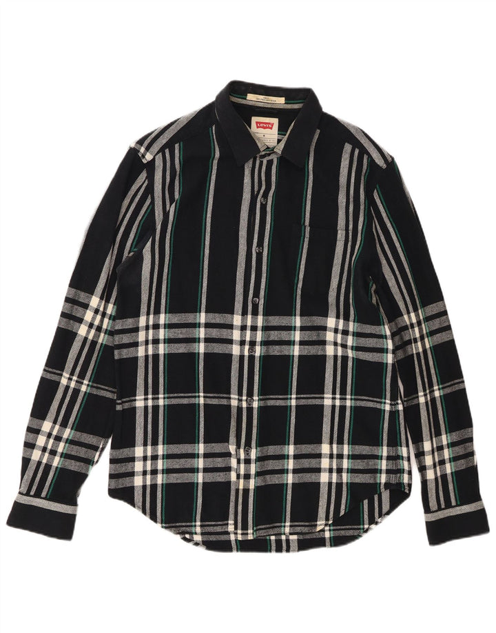 Levi's Mens Slim Fit Flannel Shirt Medium Navy Blue Check
