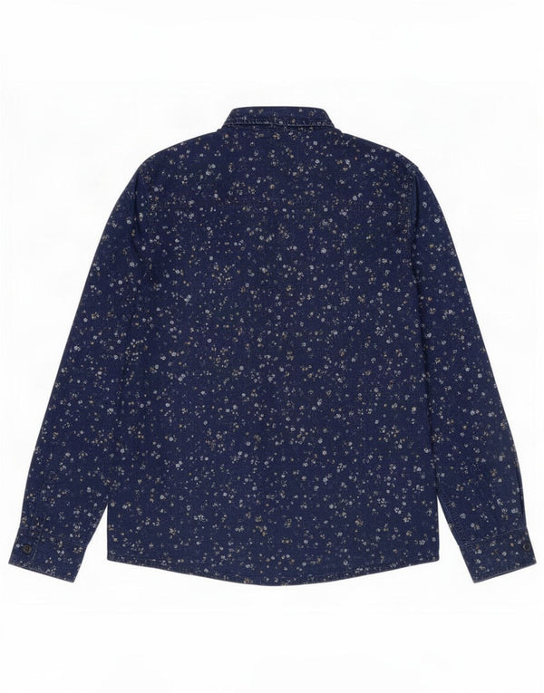 Fat Face Mens Indigo Dye Shirt 2XL Navy Blue Floral Cotton